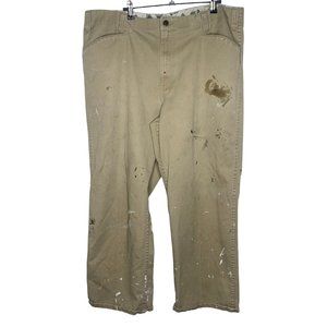 BEN DAVIS Vintage Paint Splatter Tan Jeans Straight Leg Relaxed Baggy Mens 38